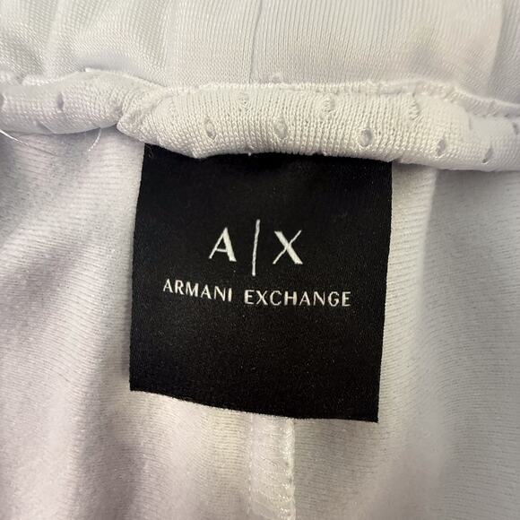 ARMAni EXChange White Side-Logo Track Pants Red Snap Hem Men’s Rare - Picture 3 of 8